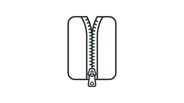Stylized zipper line art icon illustration.