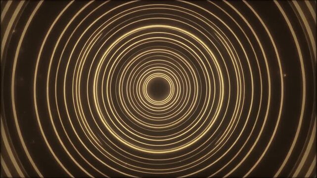 Hypnotic Golden Concentric Circles Tunnel Vortex Abstract Background