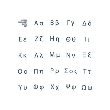 Greek Alphabet icons set design vector illustration.