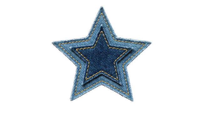 Blue sparkle star icon with glitter effect isolated on transparent background