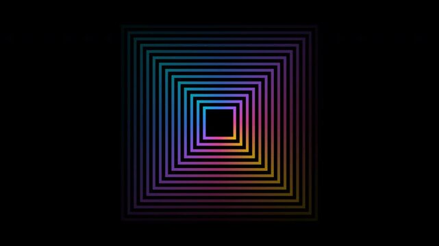 Geometric iridescent metallic squares with bismuth gradient colors on transparent background