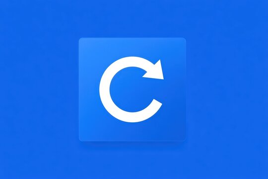 Blue square with white curved arrow symbol