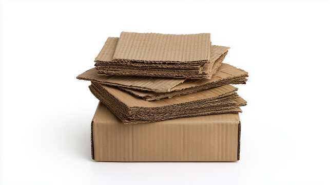 Stack of flattened corrugated cardboard sheets