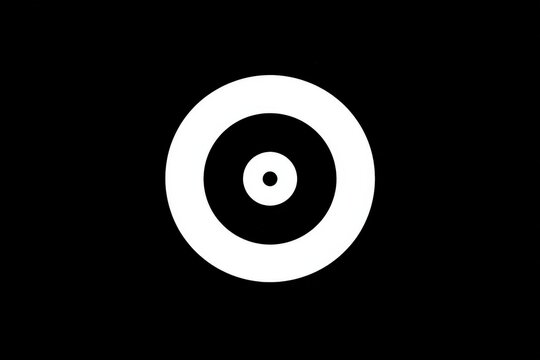 White concentric circles on a stark black background