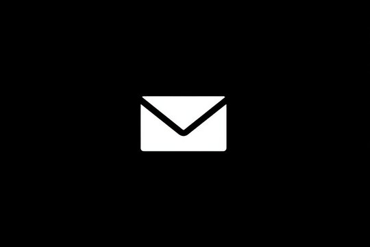 Simple white envelope icon on black background