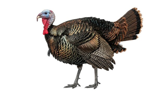 Wild Turkey Bird Isolated on White Background