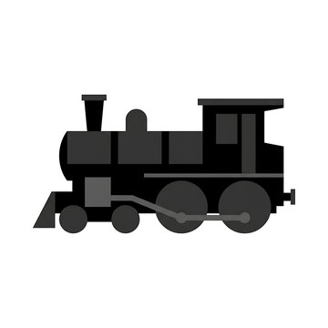 Vintage Steam Locomotive Train Icon - Black Solid Classic Railway Engine Vector Isolated