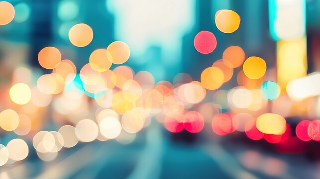 A blurred urban background with bokeh lights