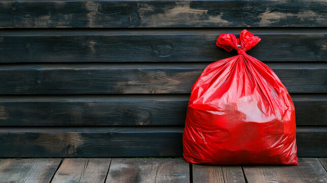 plastic bag for shopping on rustic background. sustainable lifestyle concept