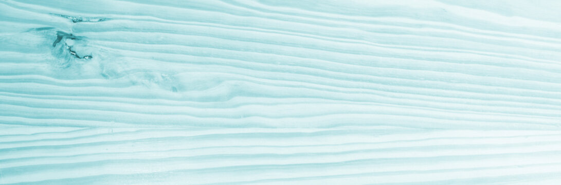 Wood texture background banner turquoise blue cyan mint pastel wooden grain pine natural painted surface board plank timber wavy pattern horizontal panoramic wide header hardwood lumber