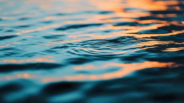 Macro view of a rippled water surface background, light reflections