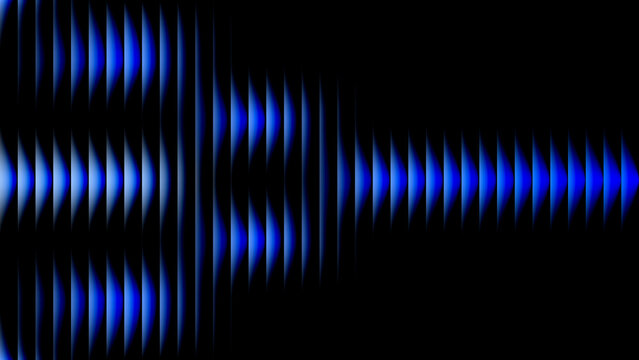 Blue gradient lines converge towards a vanishing point in darkness