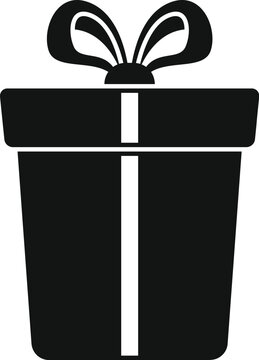 Present silhouette illustration with ribbon bow delivering celebration and surprise concept