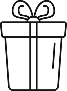 Gift box line icon with a festive ribbon bow, creating a celebration symbol