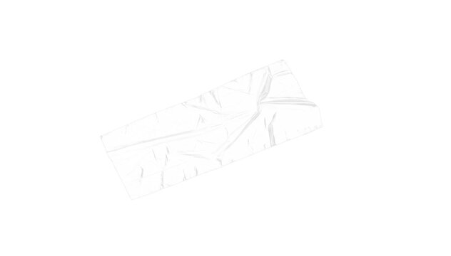 Torn white washi tape strip isolated on transparent background, blank decorative paper tape mockup for journaling and design