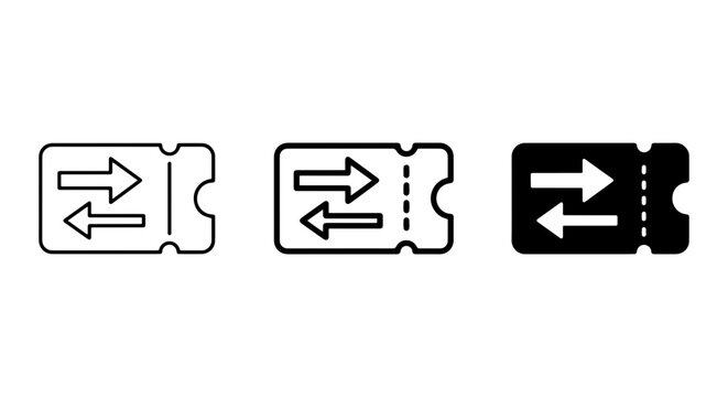 Ticket Icons, Exchange Symbols, Transfer Arrows, Vector Set