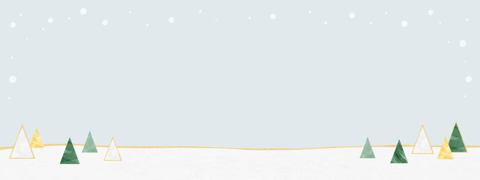クリスマス素材　木々と雪景色の背景