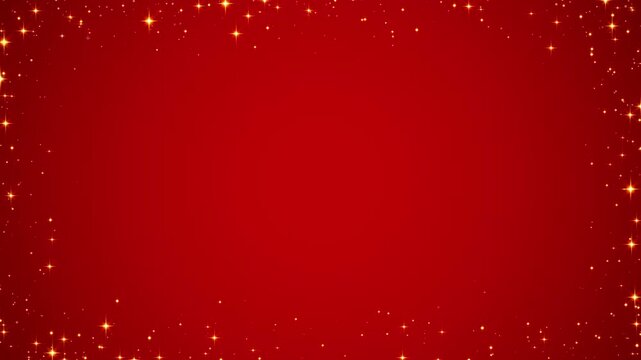golden glitter shiny stars and golden dust and particles border frame on redanimation, luxury holiday christmas and new year social media motion background