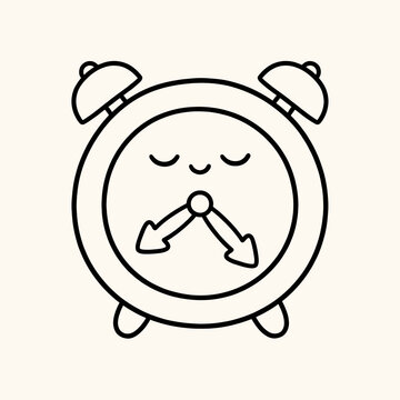 Cute Cartoon Sleepy Alarm Clock Illustration Sweet Dreams Time Wake Up Warning Funny Sticker Design Concept Art