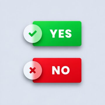 Yes and no toggle buttons with checkmark and cross icons