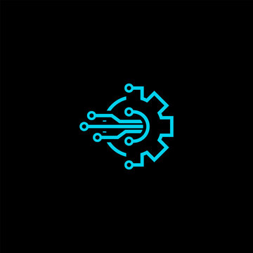 Tech gear logo design template element, blue tech gear design illustration vector. Suitable for your design need, logo, illustration, animation, etc.