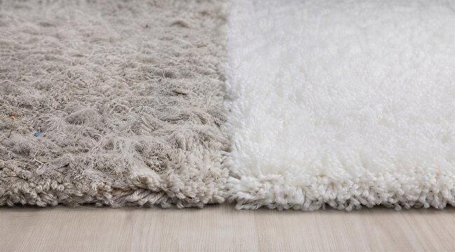Dirty vs Clean Carpet Comparison on Wood Floor