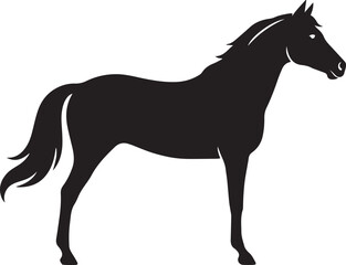 Obraz premium Black horse silhouette vector illustration, side view stallion icon isolated on white background