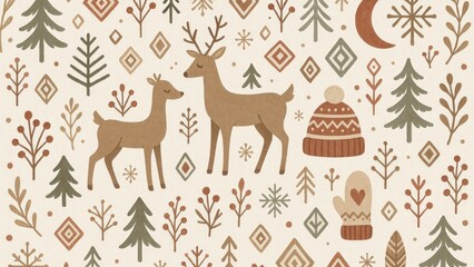 Naklejka premium Whimsical winter forest desktop wallpaper