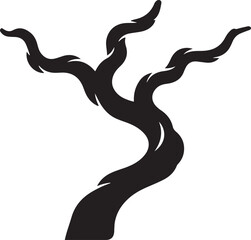 Fototapeta premium Black tree branch vector silhouette isolated on white background, dry twig illustration element