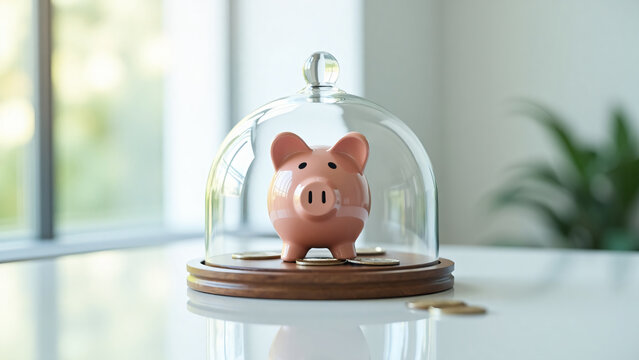 Piggy Bank Under Glass Dome Financial Security Icon