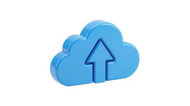 3D blue cloud with upward arrow symbolizing growth and success in business