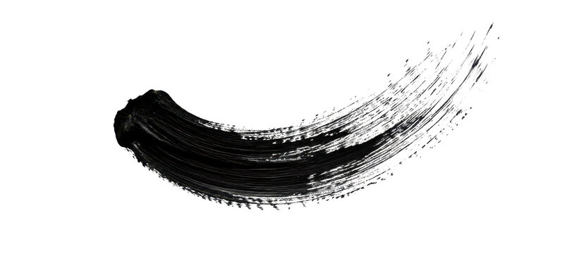 Black short curved brush smile on transparent background
