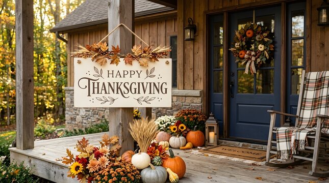 A warm and inviting thanksgiving display celebrating gratitude family and the abundance of the harvest season with beautiful autumn decorations and cheer