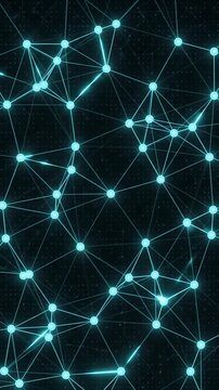 Network Connections Animated with Glowing Nodes and Lines, Transitioning From Left to Right Across a Dark Background.