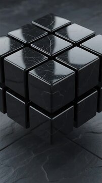 Glowing Cubes Rotating and Transforming with Dynamic Light Trails. Seamless Looping Animation with a Futuristic, Abstract Design.