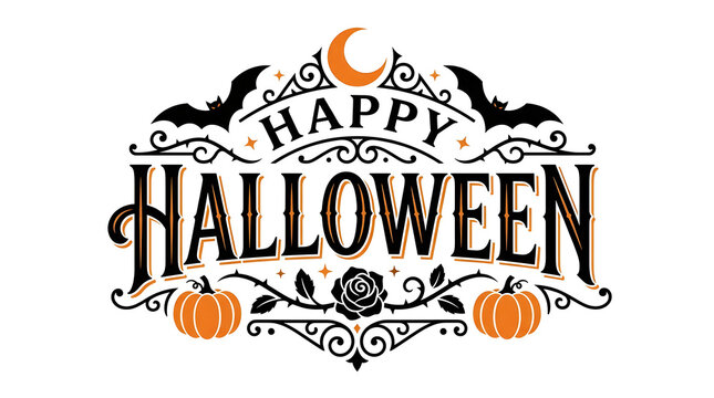 Decorative vintage style typography design wishing everyone a very spooky and happy halloween celebration