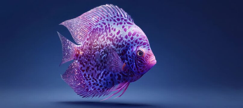 Exotic purple color sea fish. Generative video AI technology.	
