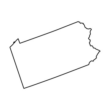 Pennsylvania map icon. USA outline logo design illustration.
