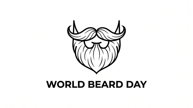 Minimalist black and white beard and mustache logo celebrating World Beard Day symbolizing masculinity grooming style and appreciation of facial hair culture   generative ai