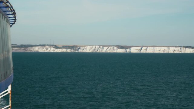 Ferry View of White Cliffs of Dover and English Channel Coastline