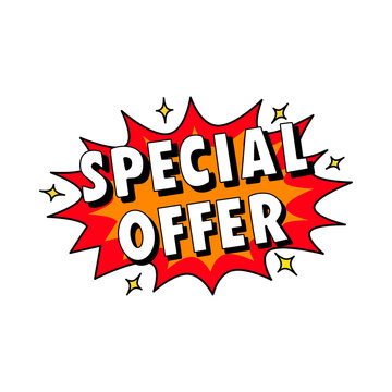 Comic book style explosive starburst background with special offer text comic burst explosion graphic red star white text sale sticker discount badge promotion sign star sparkle starburst