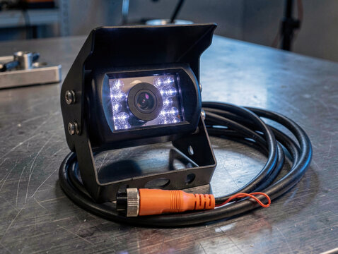 Heavy duty vehicle security camera with LED lights and mounting bracket