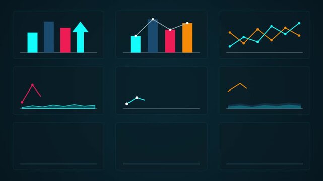 Modern infographic template with colorful bars lines and arrows on dark background