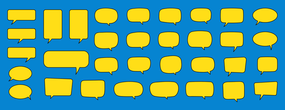 Yellow Hand Drawn Speech Bubble Collection for Chat Messages, Dialogue, Comments, Quotes, Communication and Comic Design