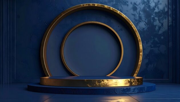 Neo deco presentation podium with gold accents