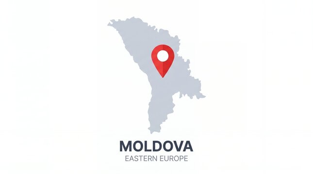 Map of Moldova with Location Pin Highlighting Eastern Europe