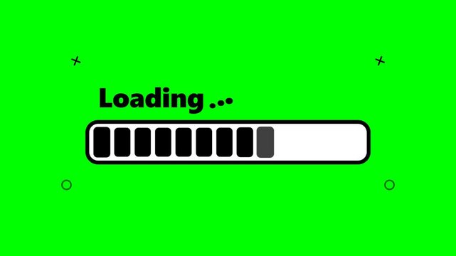Generic Loading Status Progress Bar Illustration on Green Screen Background