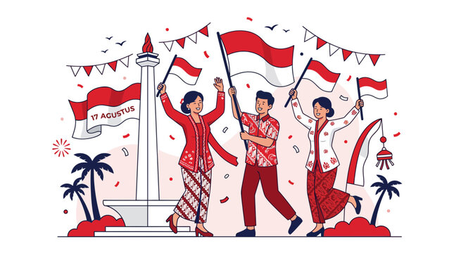 Indonesian Independence Day celebration at Monas monument.