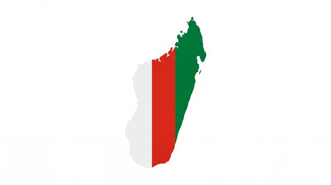 Map of Madagascar with Flag Colors Illustration in White Background