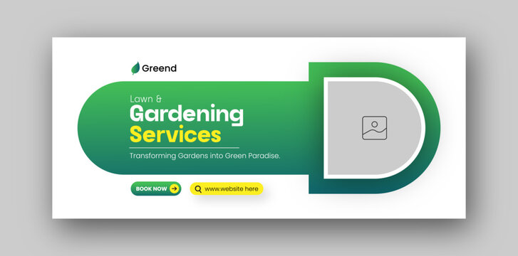 Lawn and gardening services social media facebook cover web banner design